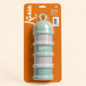 Dispensador de leche en polvo verde con tapa y boquilla dosificadora – NANNA