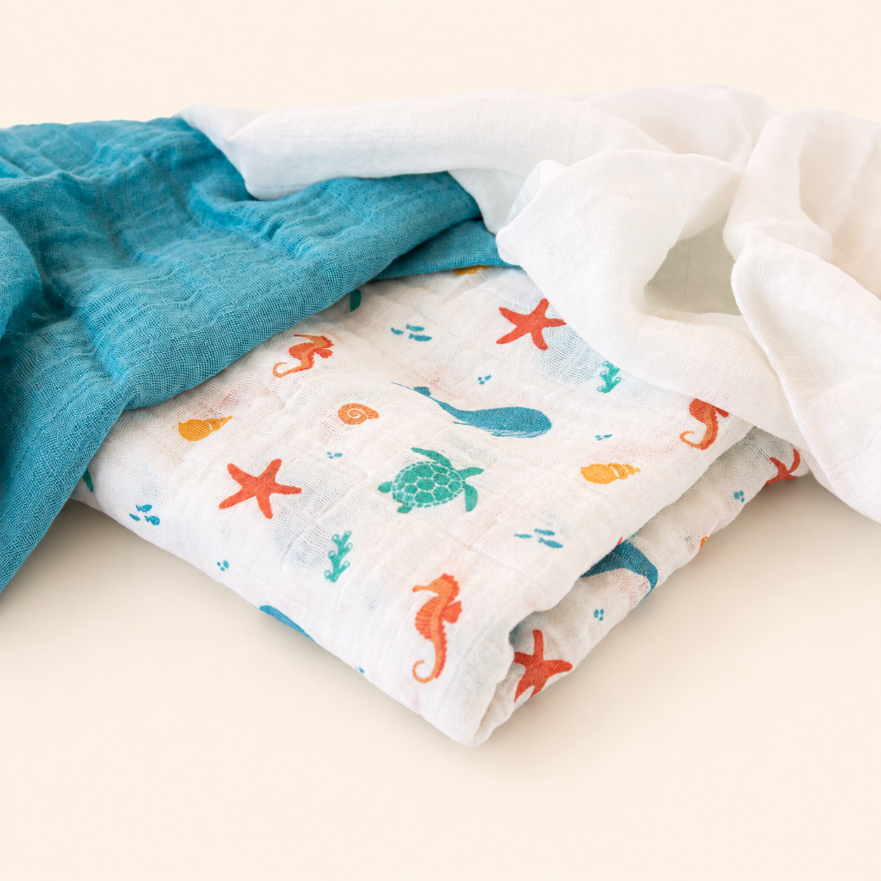 Pack 3 muselinas de bambú 70×70 cm - Imagen 2